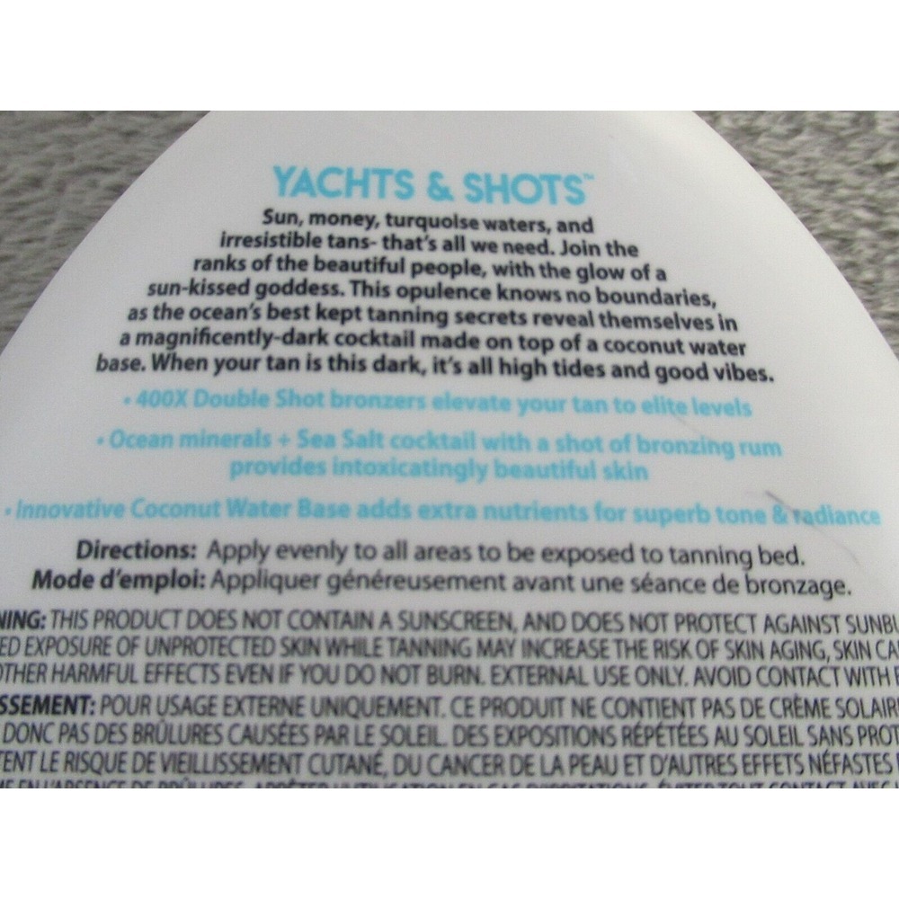 Tan Asz U Yachts & Shots Tanning Lotion 13.5 oz 400X Bronzer Coconut Water Based - Picture 4 of 6